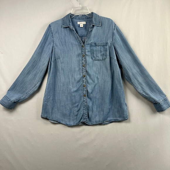 Coldwater Creek Shirt Womens XL Button Up Chambray Button Up Tencel Casual - Picture 1 of 14